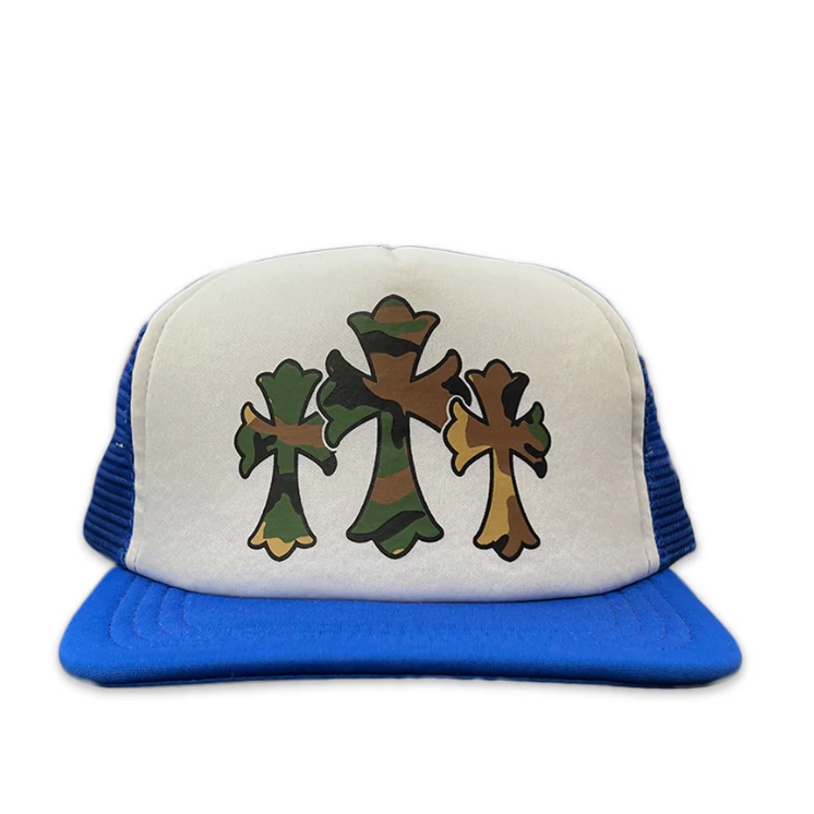 Chrome Hearts Camo Triple Cross Trucker Blue