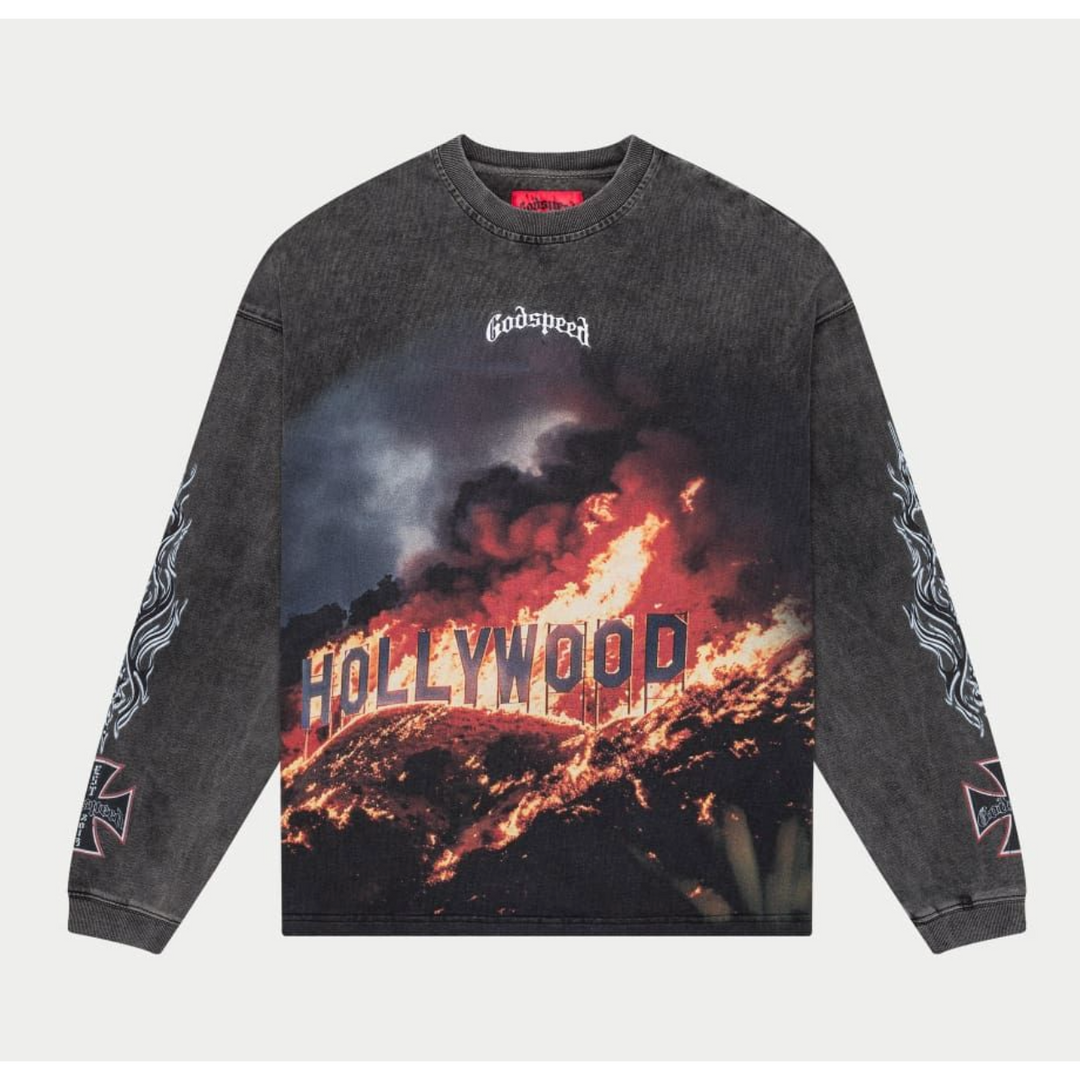 Godspeed Hollywood Inferno LS T-Shirt (Grey Wash)