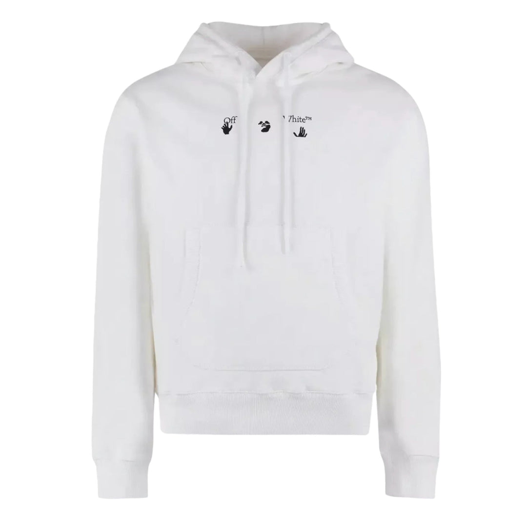 Off-White Men's Flatlock Red Hoodie With Arrows Pattern In White