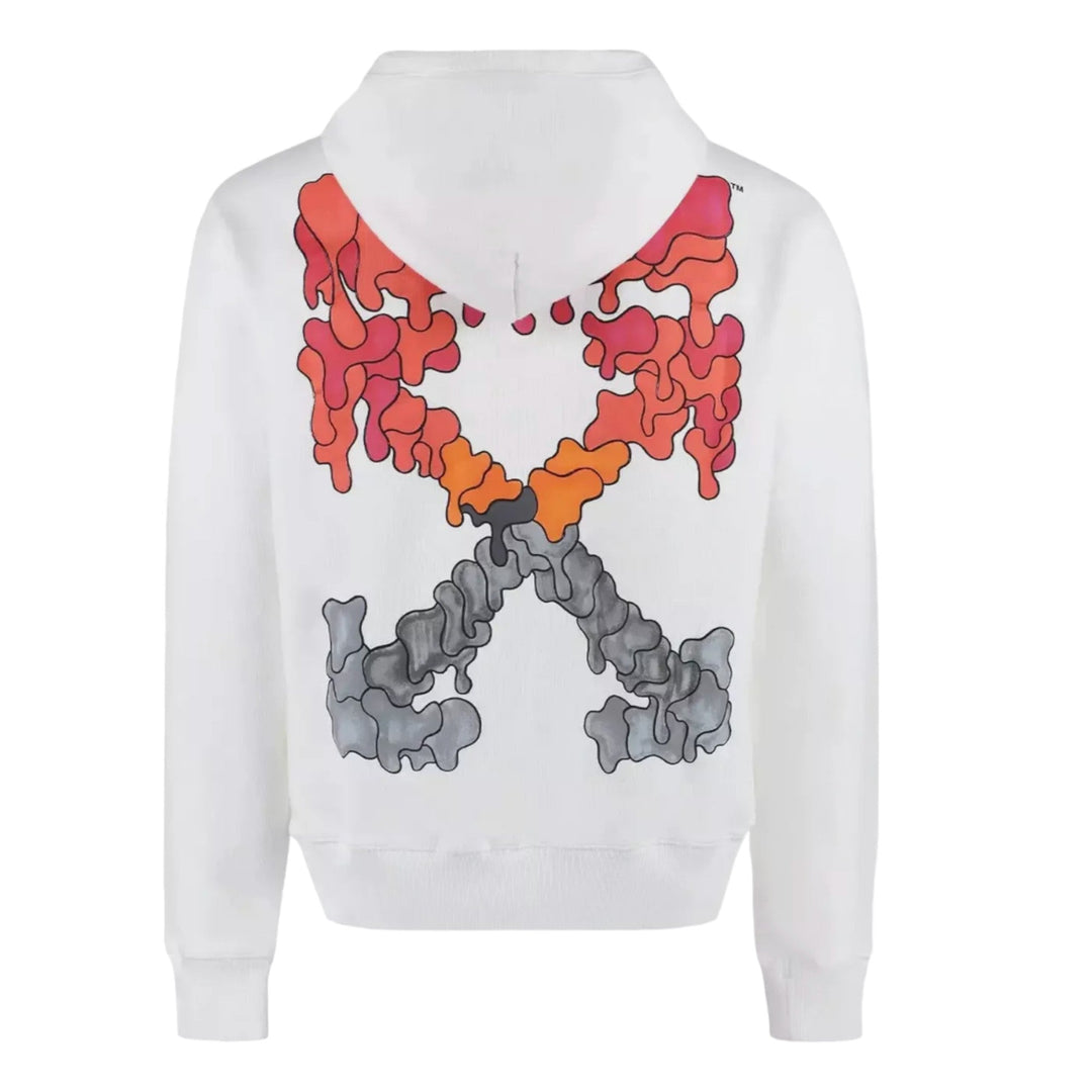 Off-White Men's Flatlock Red Hoodie With Arrows Pattern In White