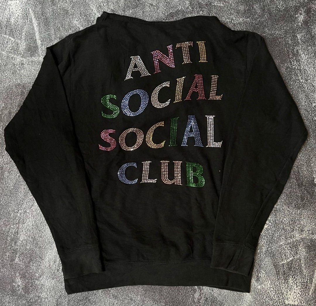 Anti Social Social Club NT Rhinestone Black Hoodie