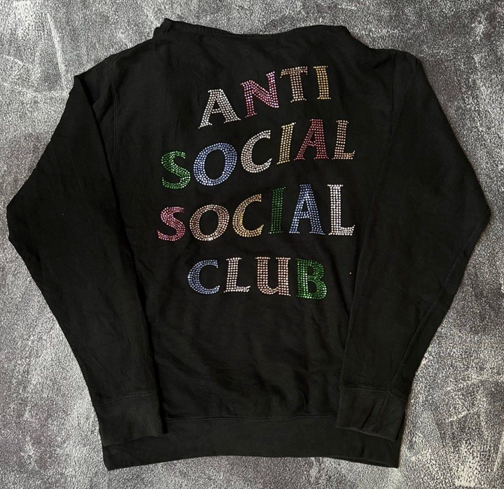 Anti Social Social Club NT Rhinestone Black Hoodie