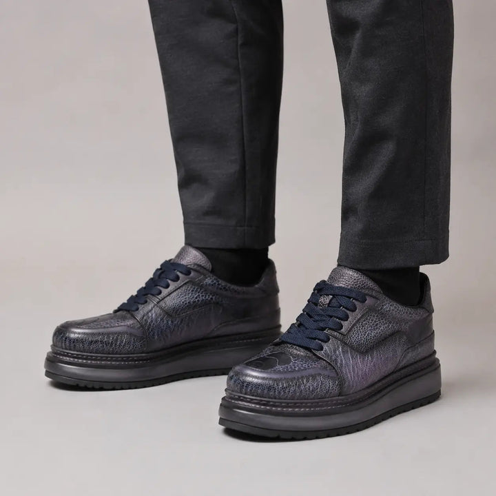 Purple Platform Lizard Leather Sneakers
