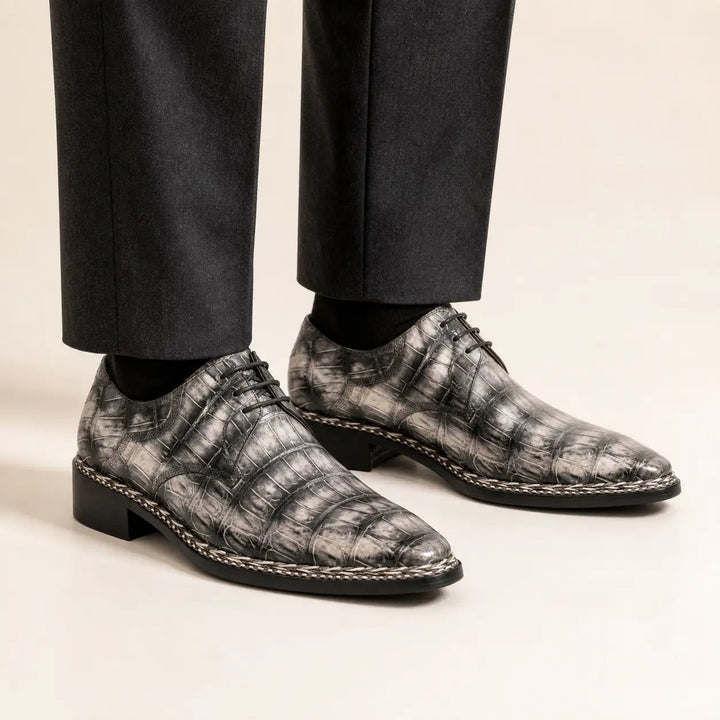 Black Croc-Pattern Norwegian Oxford