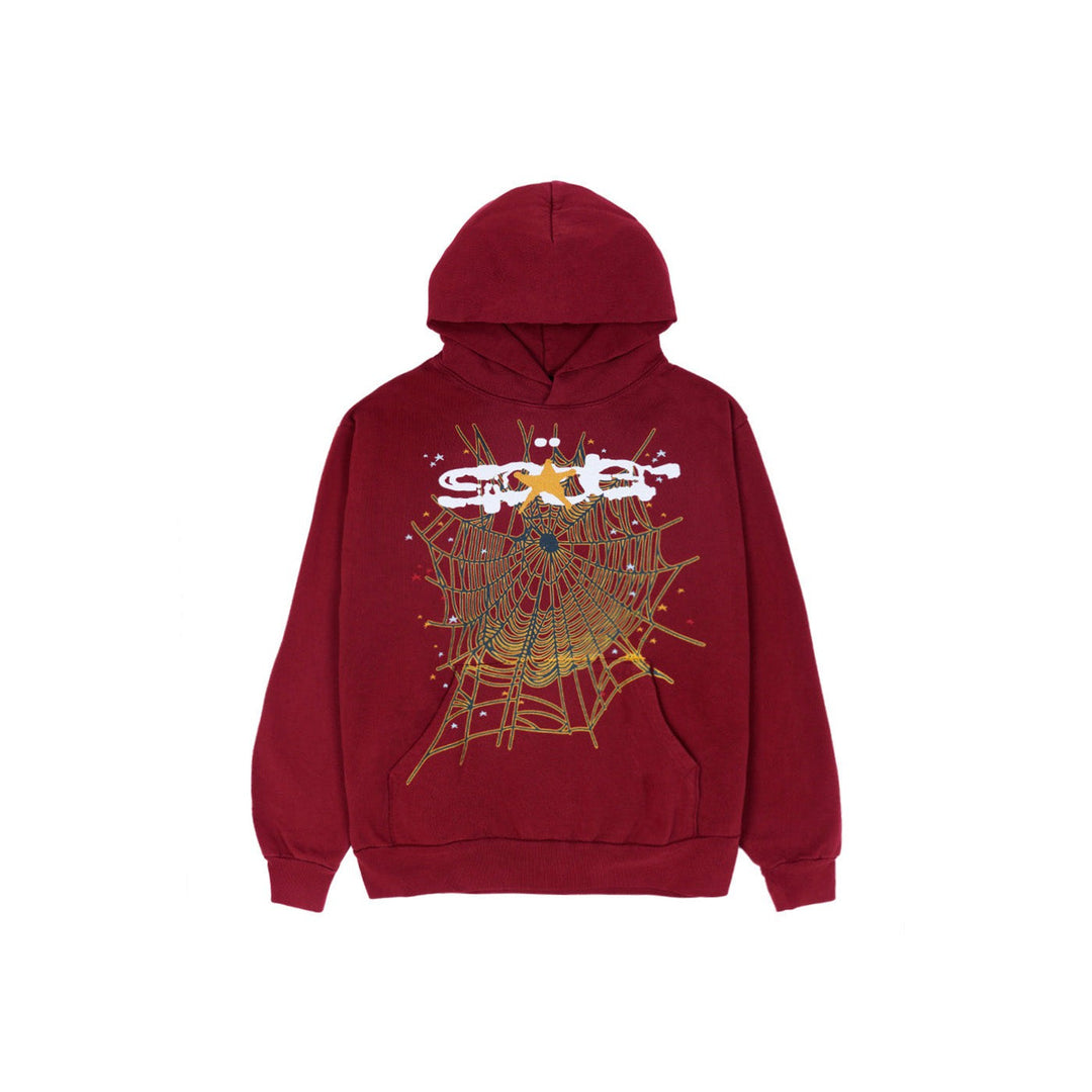 Sp5der Logo Hoodie Maroon