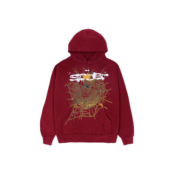 Sp5der Logo Hoodie Maroon
