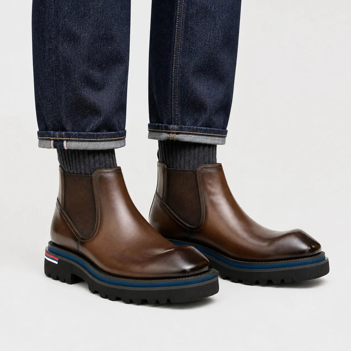 Premium Handcrafted Calfskin Chelsea Boots Brown