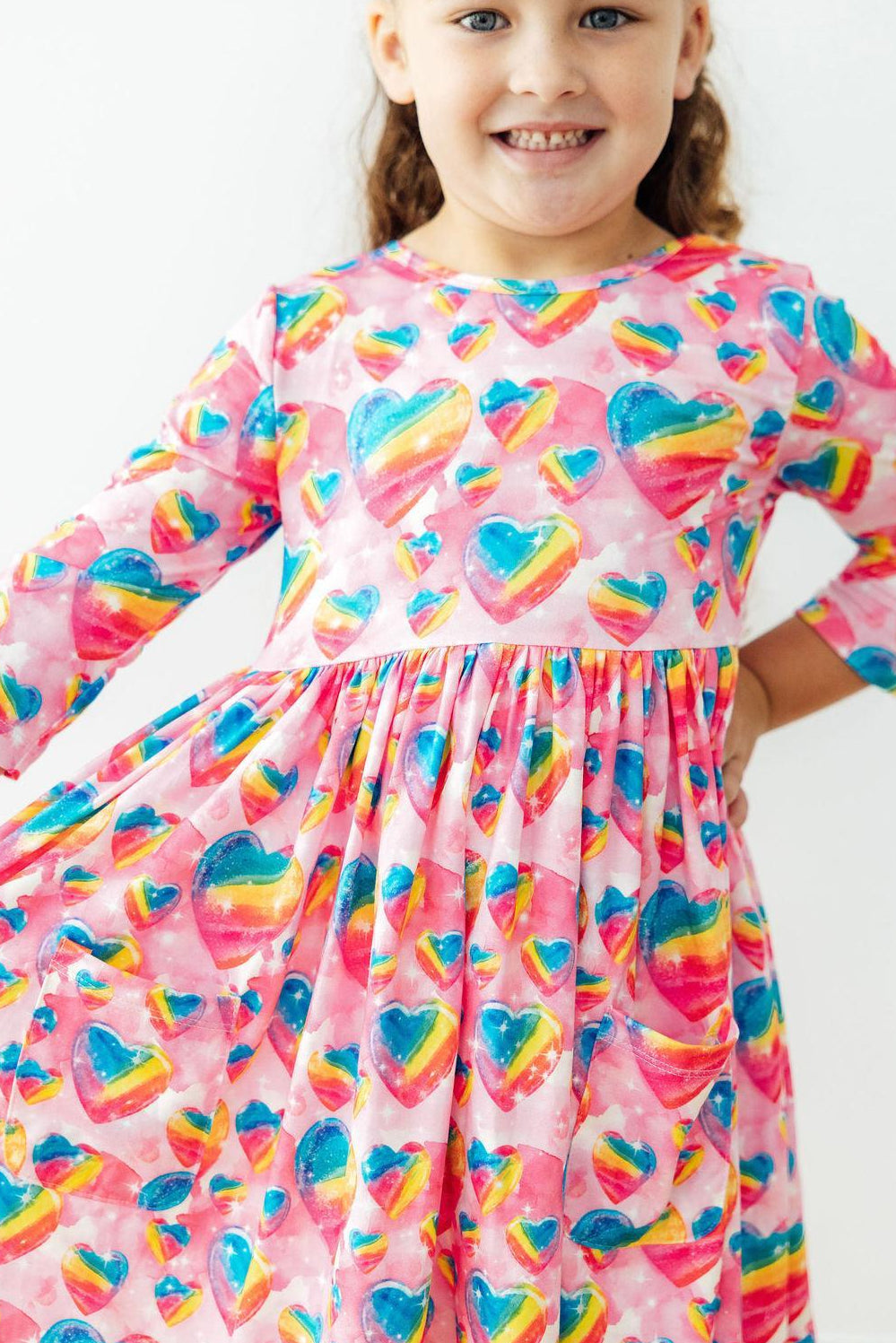 Sugar &amp; Spice 3/4 Sleeve Pocket Twirl Dress