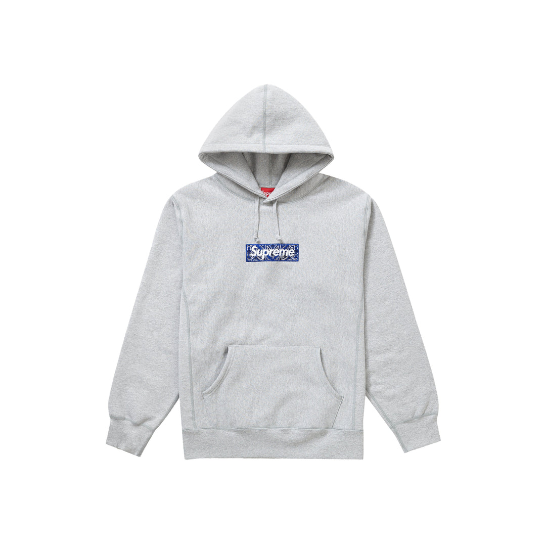 Supreme Bandana Box Logo Hooded Sweatshirt Heather Grey