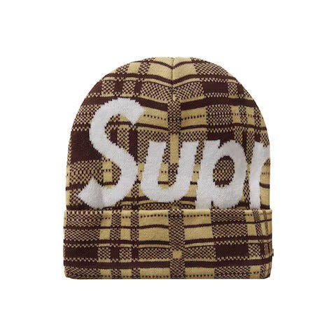Supreme Big Logo Beanie Beanie (FW23) Tan Plaid