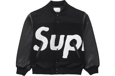 Supreme Big Logo Chenille Varsity Jacket Black