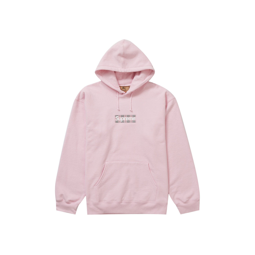 Supreme Burberry Box Logo Hooded Sweatshirt Light Pink