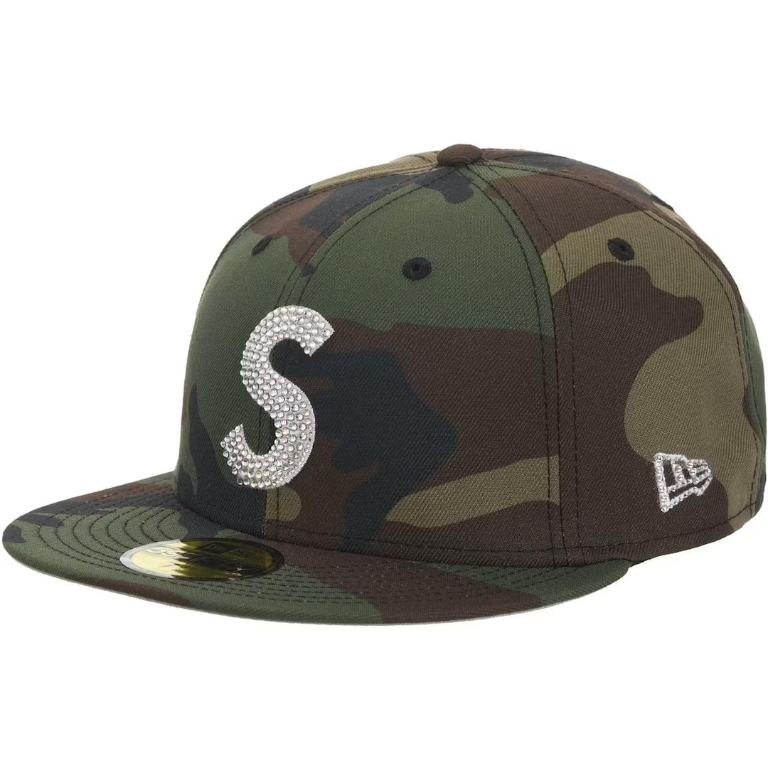 Supreme Swarovski S Logo New Era 59Fifty Fitted Hat Woodland Camo