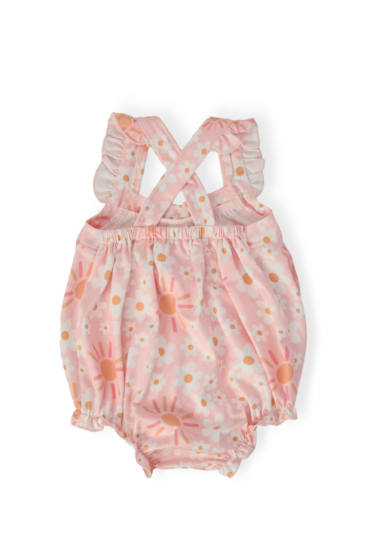 Sweet &amp; Sunny Ruffle Cross Back Romper
