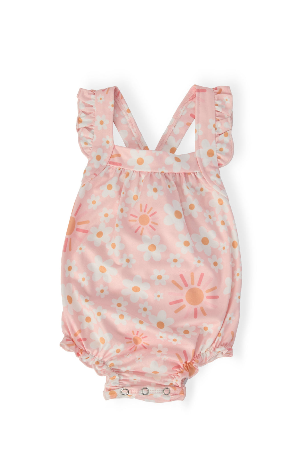 Sweet &amp; Sunny Ruffle Cross Back Romper