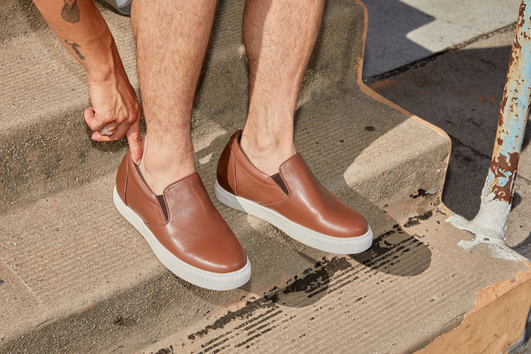 CALTO - T1023 - 2.6 Inches Taller (Coffee Brown) - Lightweight Nappa Leather Loafer