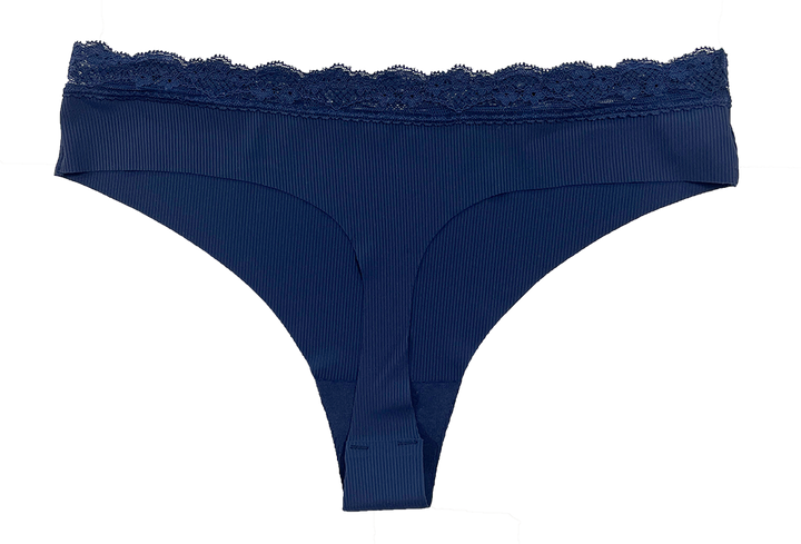 Laser Cut Rib Thong with Lace Waist, XS-2X
