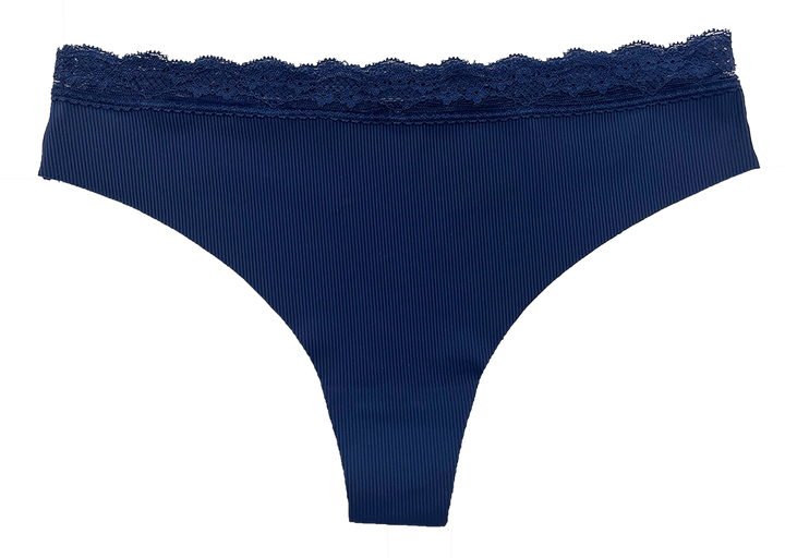 Laser Cut Rib Thong with Lace Waist, XS-2X
