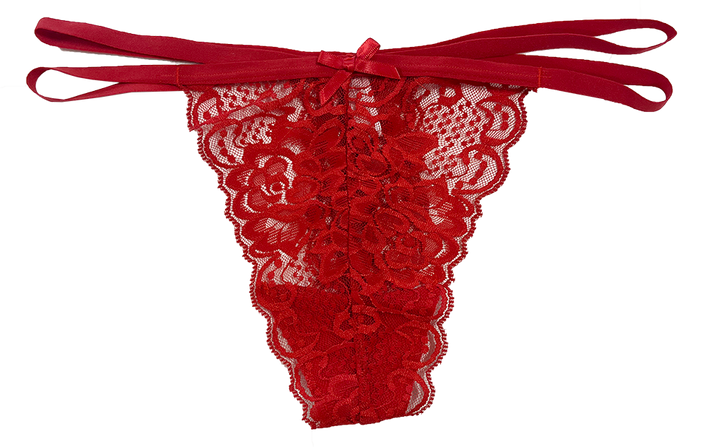 Lace Thong with Elastic Straps, XS- 2X