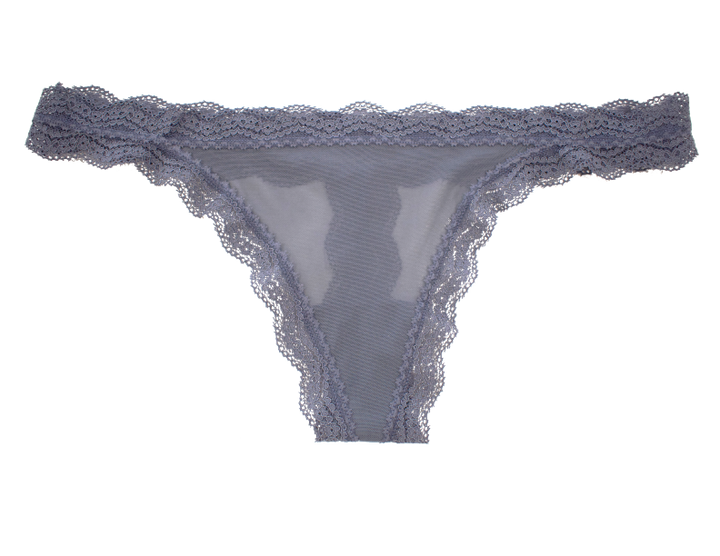Mesh Thong with Lace Trim at the Waist and Leg, XS-2X