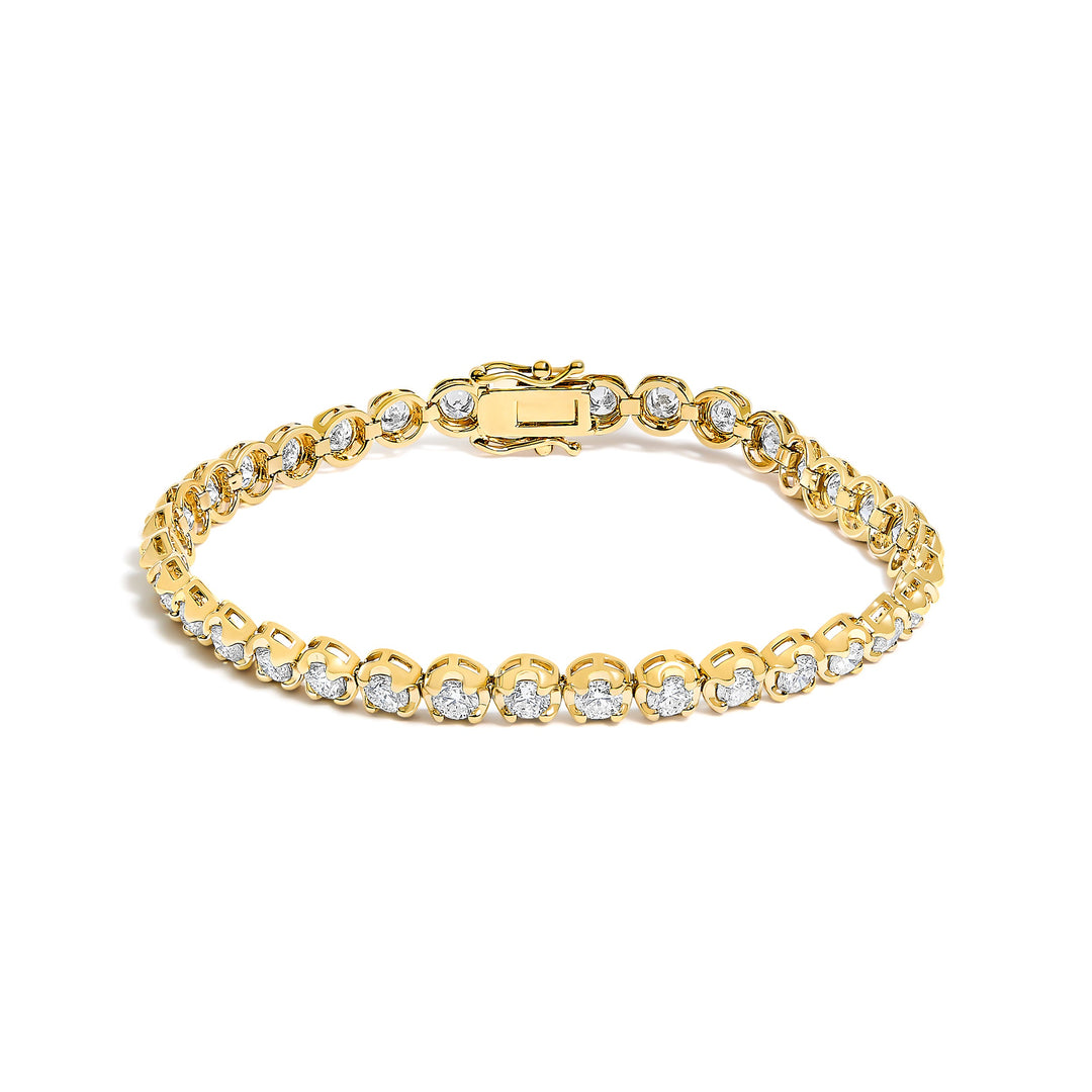 14K Yellow Gold 5.0 Cttw Diamond Scalloped Link Tennis Bracelet