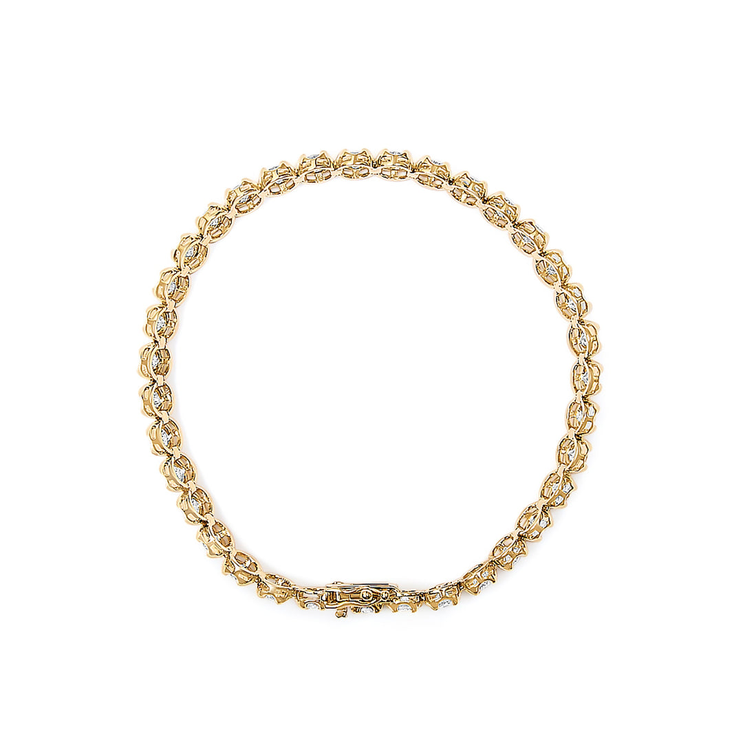 14K Yellow Gold 5.0 Cttw Diamond Scalloped Link Tennis Bracelet