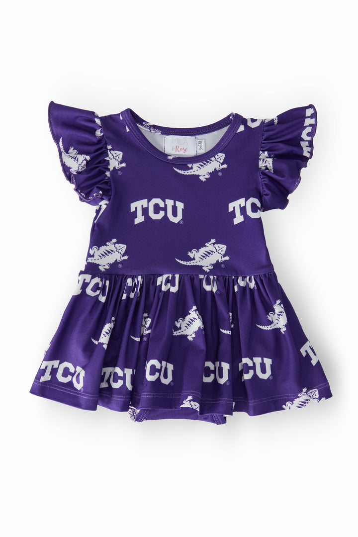 TCU Purple Frog S/S Flutter Twirl Bodysuit