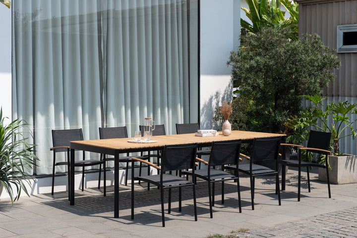 Topaz Dark Teak and Aluminum Rectangular Extendable Table
