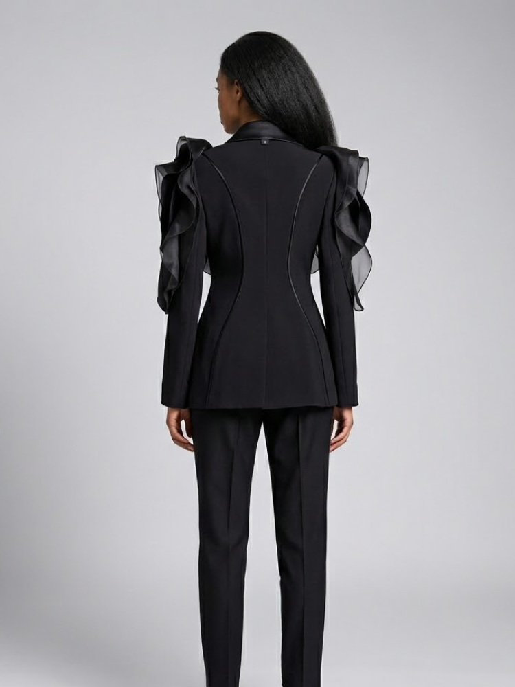 TRIBECA Architectural Ruffle Blazer | Luxury BYMANYC ® New York