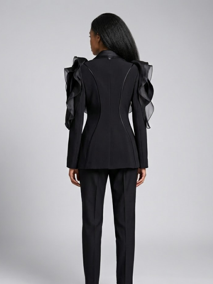 TRIBECA Architectural Ruffle Blazer | Luxury BYMANYC ® New York