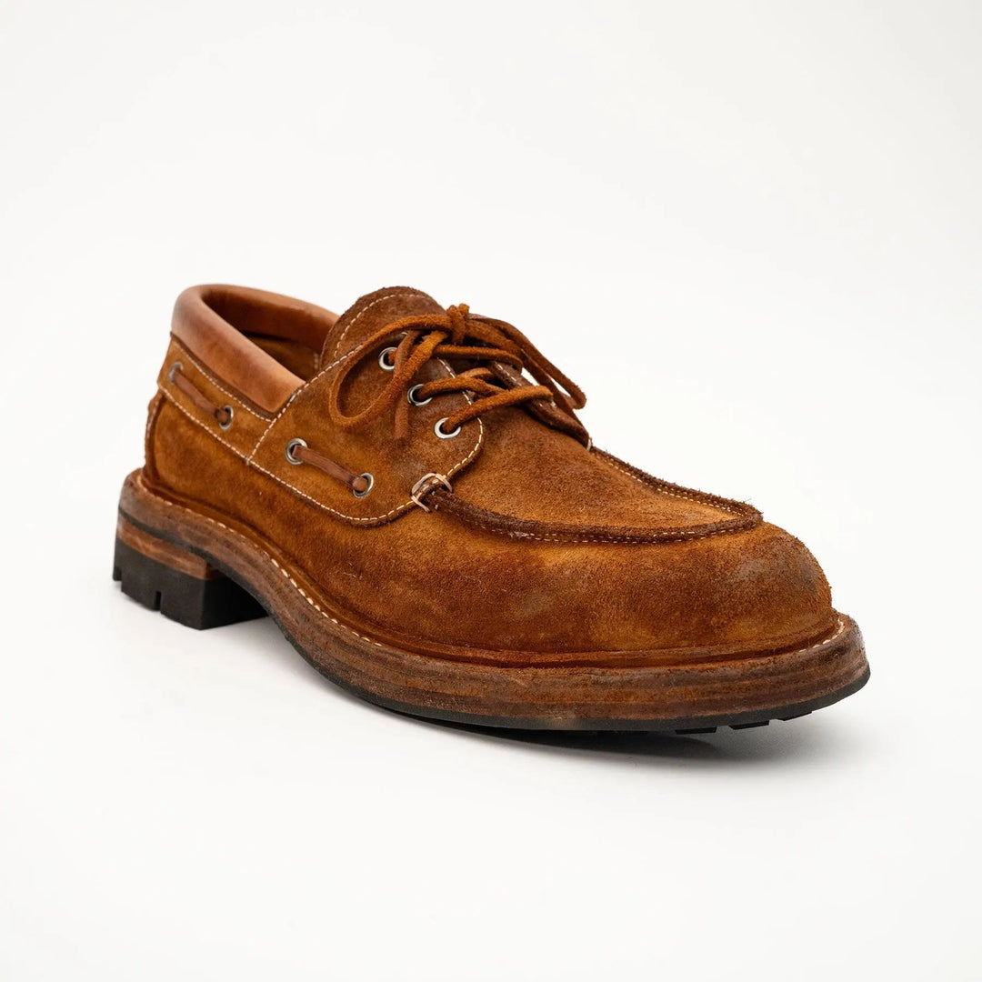 Brown Horse Butt Leather Moc-Toe Lace-Up Shoes
