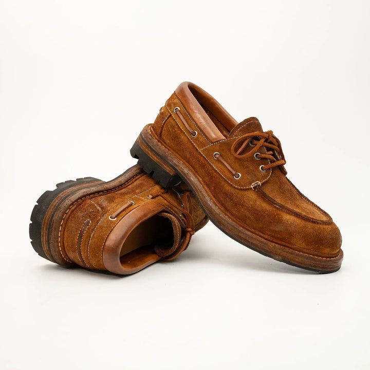Brown Horse Butt Leather Moc-Toe Lace-Up Shoes