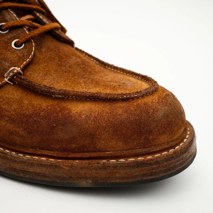 Brown Horse Butt Leather Moc-Toe Lace-Up Shoes
