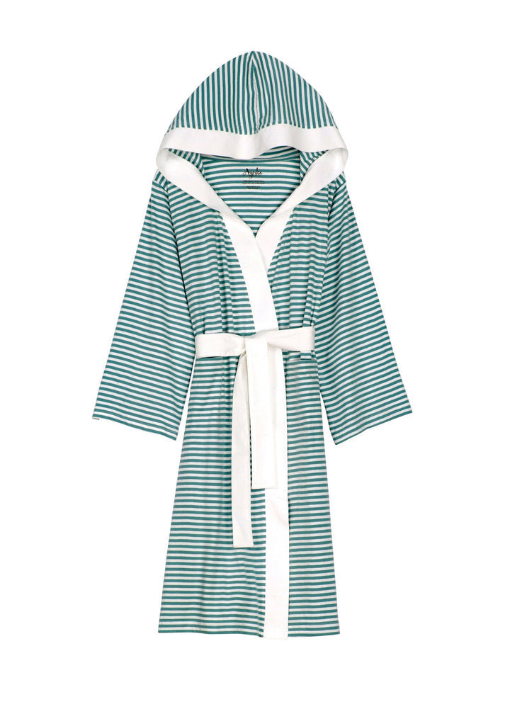 Seaside Serenity Stripe Organic Hooded Short Robe