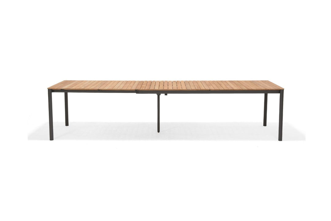 Topaz Dark Teak and Aluminum Rectangular Extendable Table