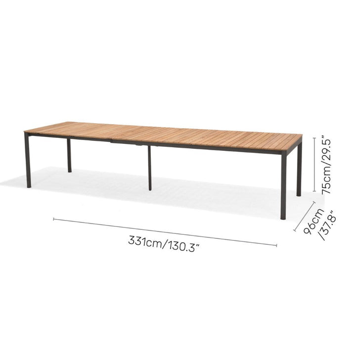 Topaz Dark Teak and Aluminum Rectangular Extendable Table