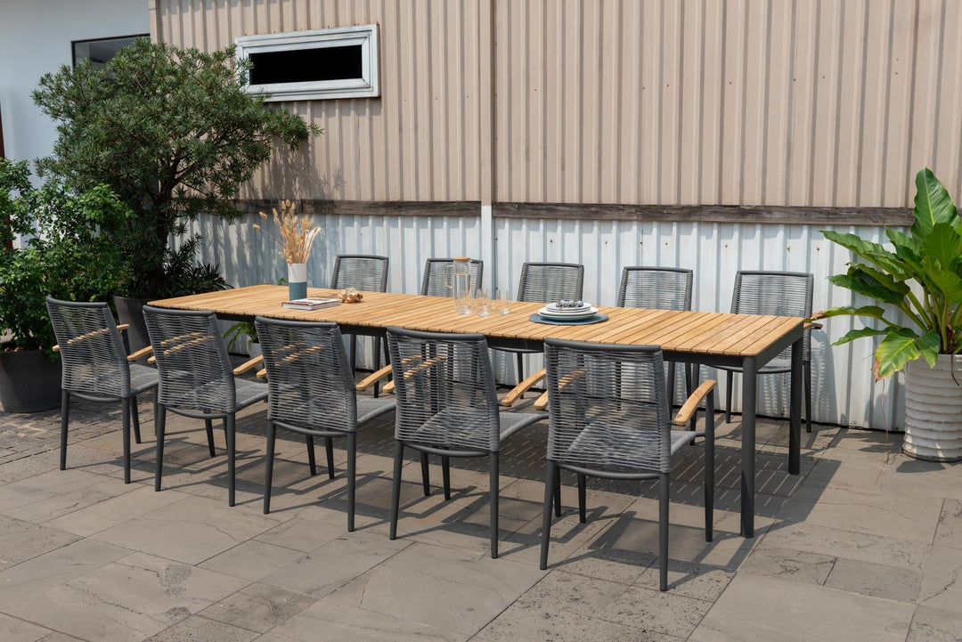 Topaz Dark Teak and Aluminum Rectangular Extendable Table