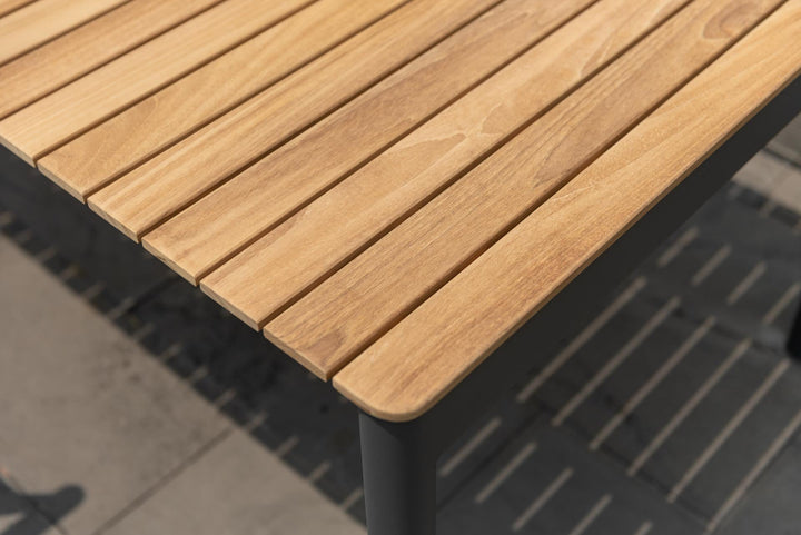 Topaz Dark Teak and Aluminum Rectangular Extendable Table