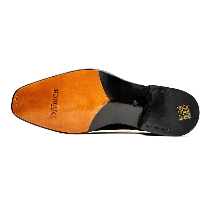 Blue Cap-Toe Crocodile Leather Oxford Shoes
