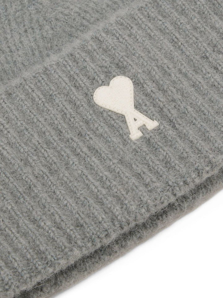 AMI PARIS Wool Beanie with Heart Motif