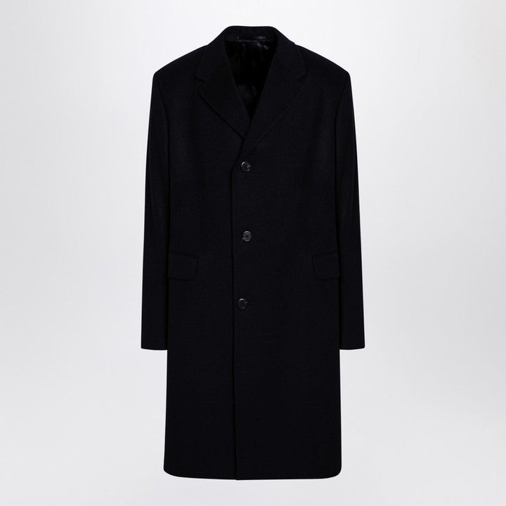 Prada Blue Single-Breasted Wool Coat Men