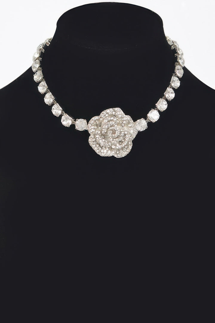 UES Rhinestone Flower Choker Blooming Elegance: NYFW BYMANYC ® New York
