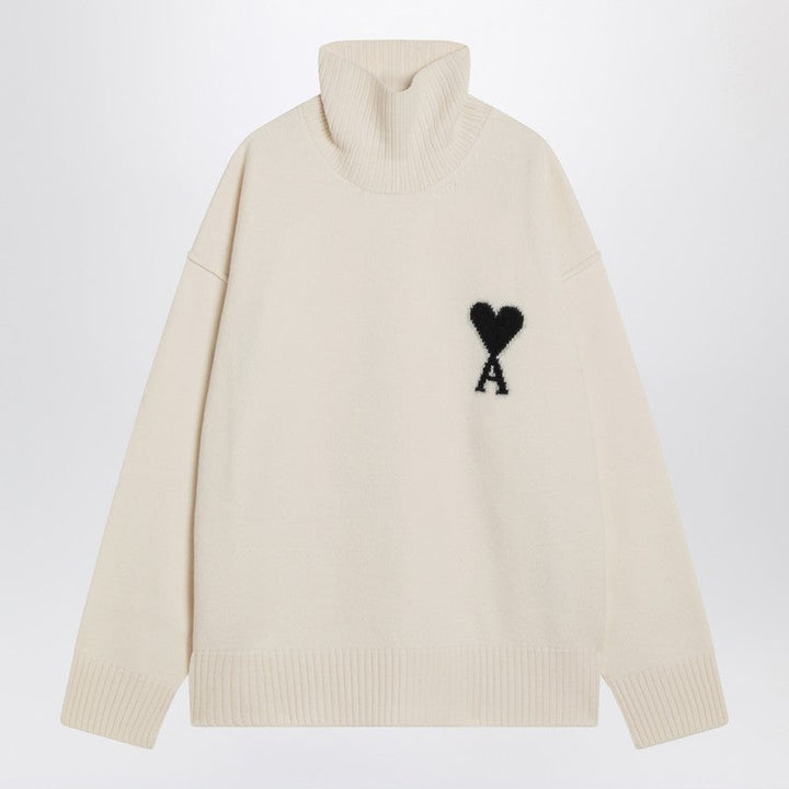 Ami Paris Turtleneck Sweater Ami De Coeur White Men