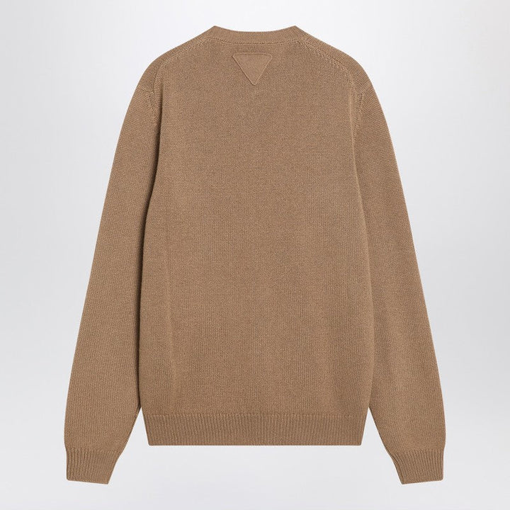 Prada Camel-Coloured Cardigan In Cashmere Men