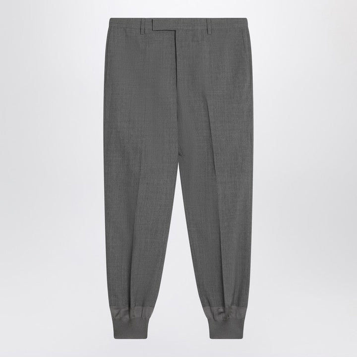 Prada Grey Wool Jogger Trousers Men