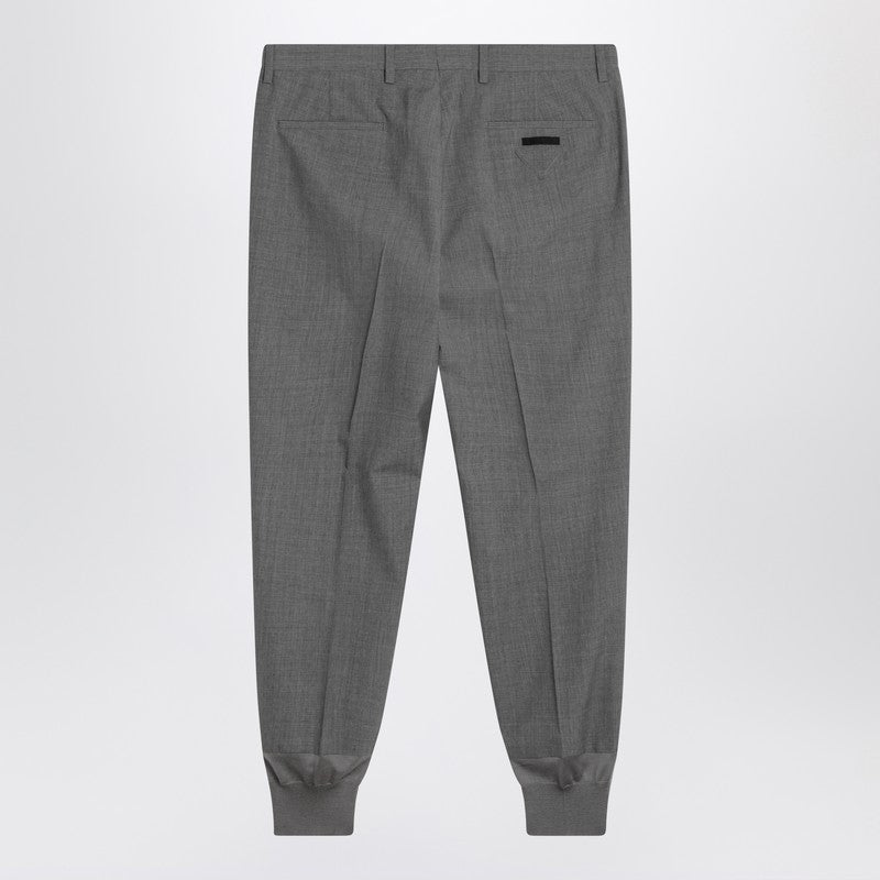 Prada Grey Wool Jogger Trousers Men