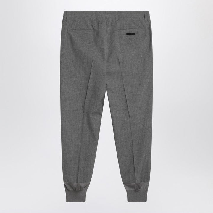 Prada Grey Wool Jogger Trousers Men