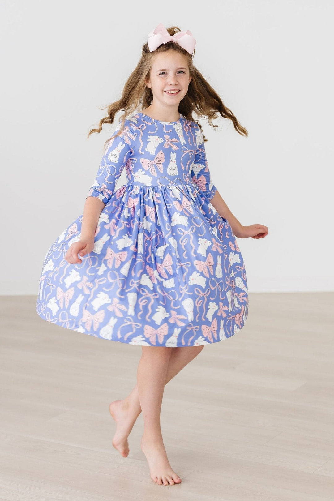 Hop, Skip &amp; Twirl 3/4 Sleeve Pocket Twirl Dress