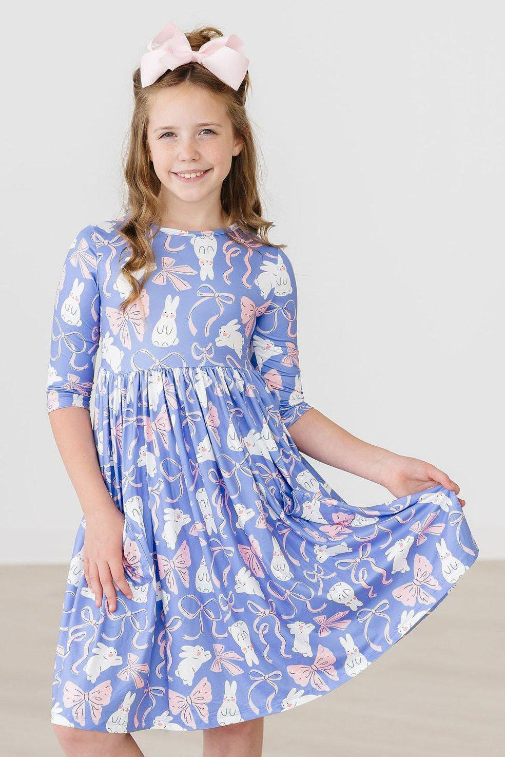 Hop, Skip &amp; Twirl 3/4 Sleeve Pocket Twirl Dress