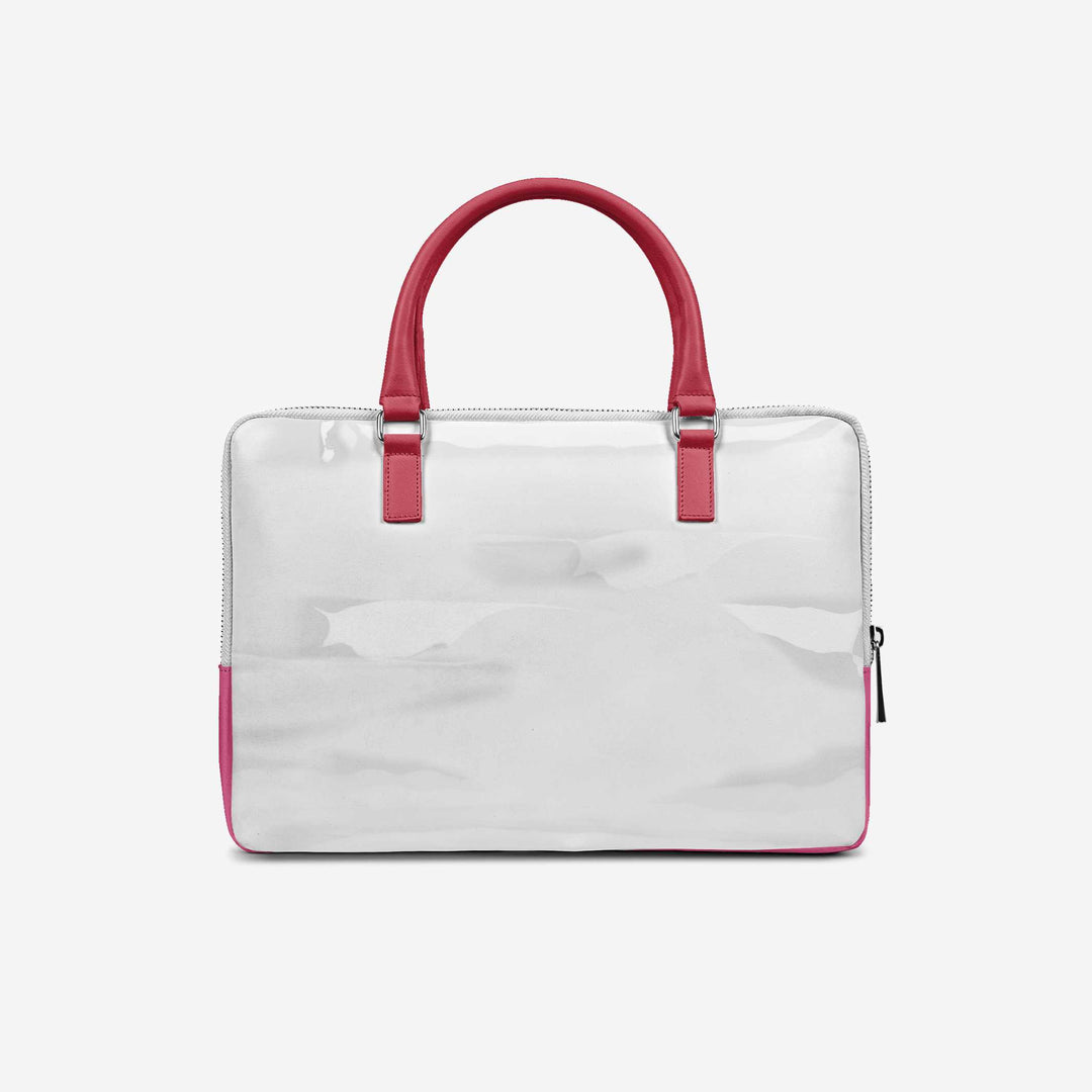 Vegan Designer Luxury Double Pocket Bag 16” BYMANYC ® New York White & Pink